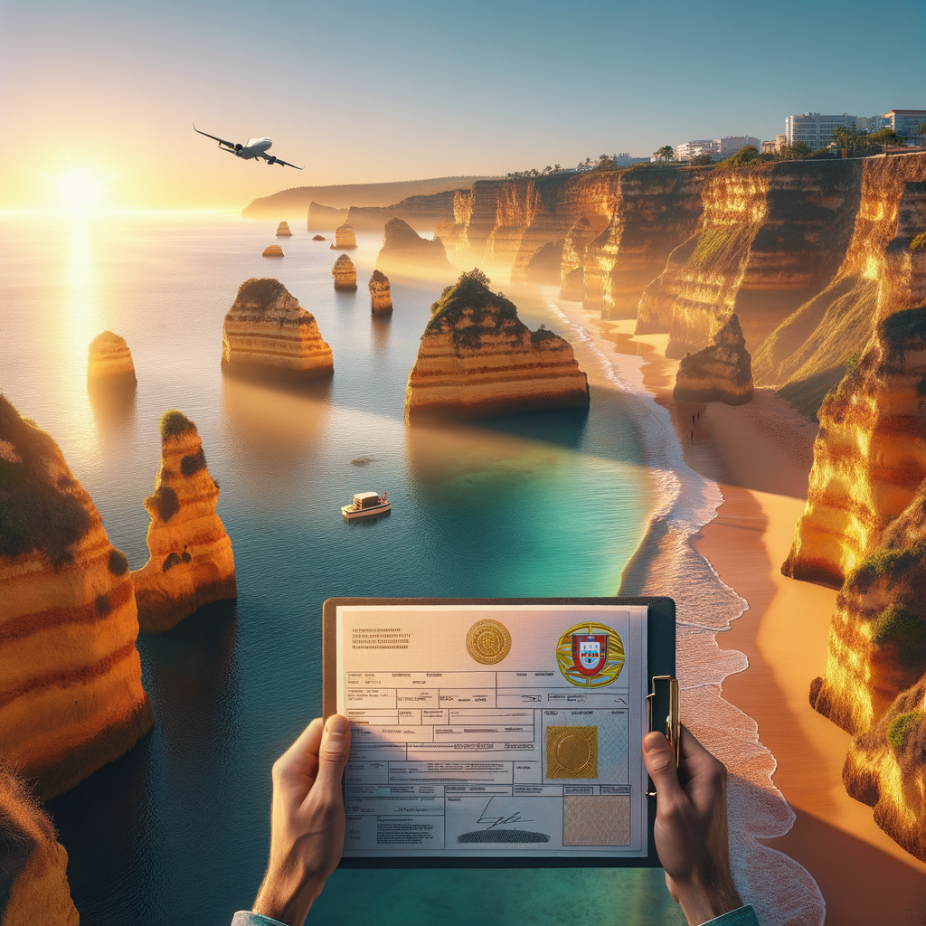 Portugal Citizenship Law 2026 – Algarve Investors Algarve coastline with Portuguese passport symbolizing the new 10-year citizenship law for investors