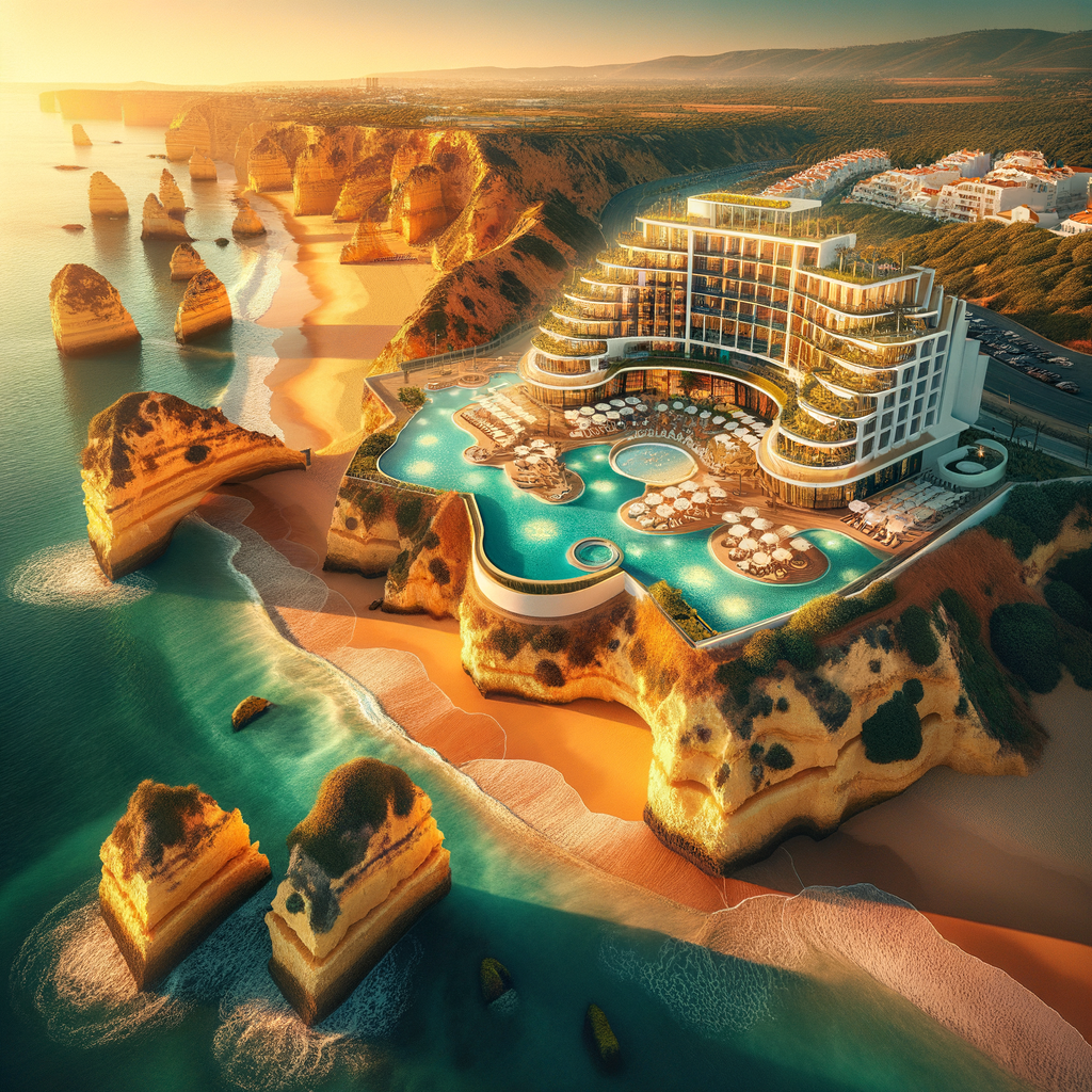 Luxury beachfront resort on the Algarve coast near Lagos Portugal - Conrad Meia Praia Hilton investment halo effect