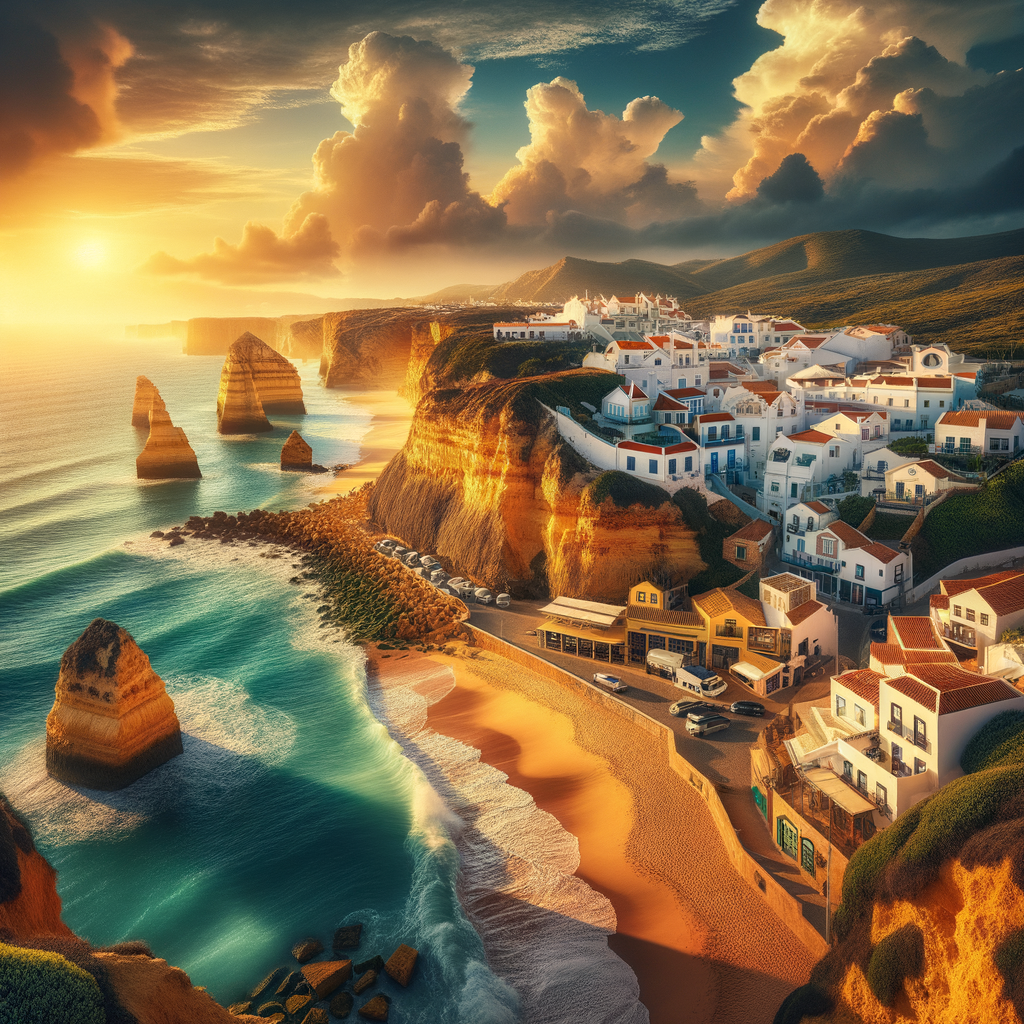 Whitewashed coastal village in the protected Costa Vicentina Natural Park, West Algarve, Portugal